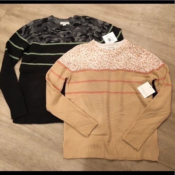 NWT Bundle BeachLunchLounge Cheetah Animal Print & Camouflage Sweaters Size XS - Picture 1 of 16